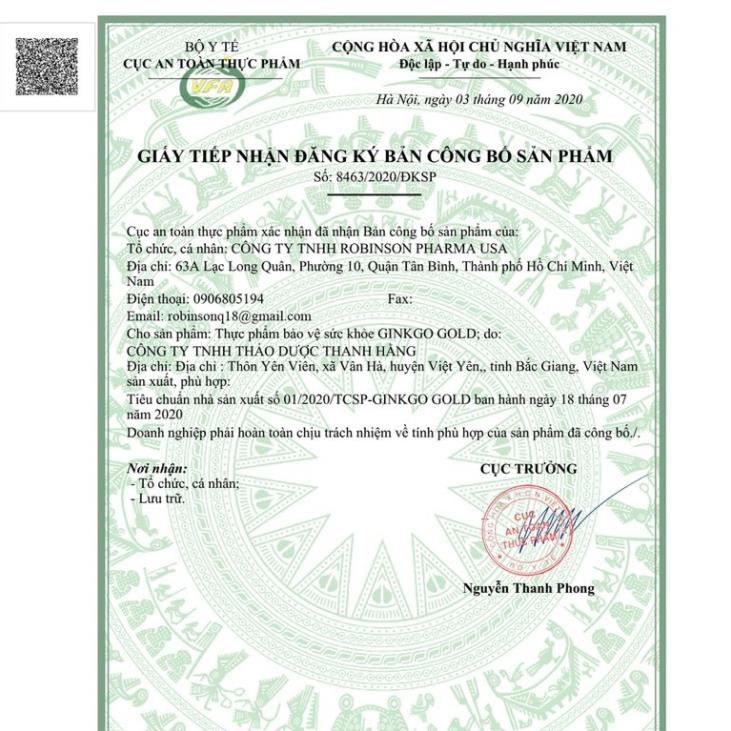 Ginkgo Gold - Hỗ trợ tuần hoàn và tăng lưu lượng máu, tăng cường trí nhớ (30v)