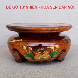 Đế Gỗ Thờ - Đế Gỗ Tự Nhiên, Trang Trí Hoa Sen Đắp Nổi, có nhiều kích thước