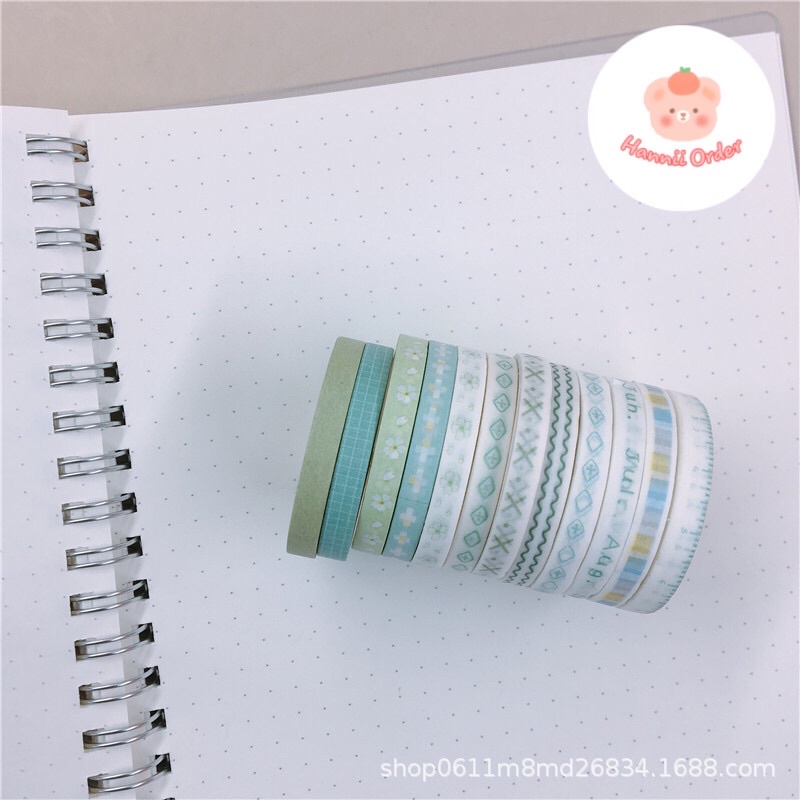 Set 12 washi tape mini trang trí sổ