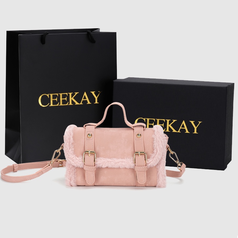 🌸Hàng Order🌸 Túi Xách Nữ CEEKAY Da Thêu Phối Lông Khóa Gài Quai Da Quai Sách Sang Chảnh Nữ Tính 🌸Hàng Quảng Châu
