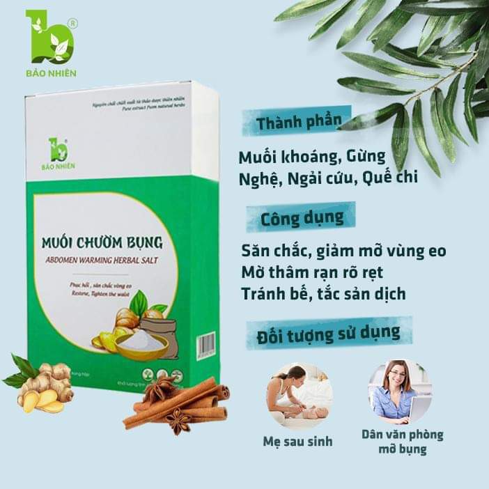 [Tặng Kém túi chườm] Muối chườm bụng Bảo Nhiên - Giúp làm giảm mỡ bụng, rạn da cho bà bầu sau sinh