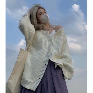 Áo Khoác Cardigan Dệt Kim Mỏng Màu Trắng Thời Trang Hàn Quốc Trẻ Trung