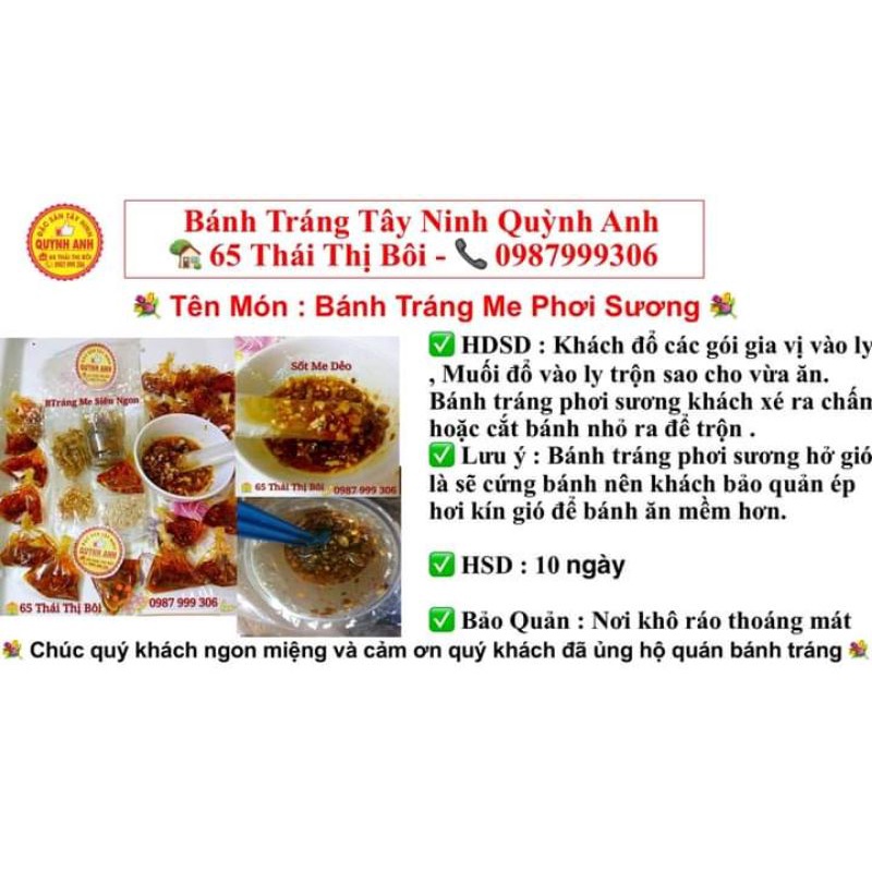 Me Phơi Sương - Bánh Tráng Me Phơi Sương