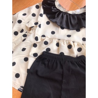 Set chấm bi quần legging bé gái