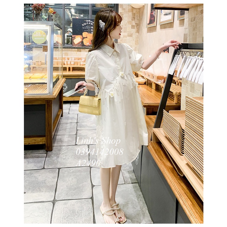 Váy Bầu Đầm Bầu Sơ Mi Hè A2490