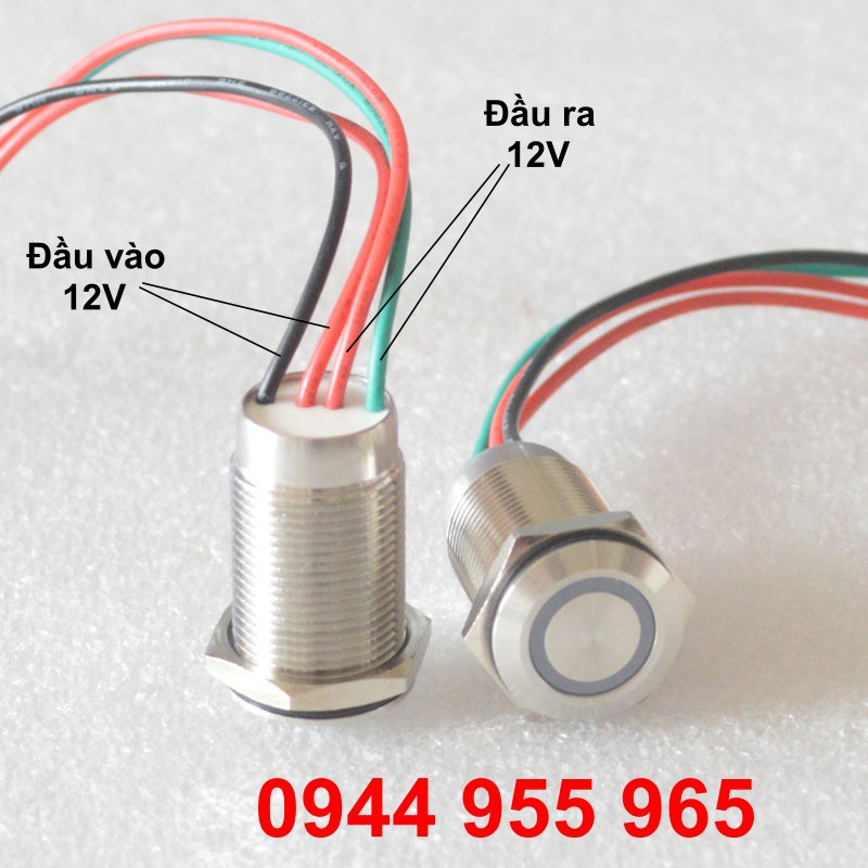 Công tắc kim loại cảm ứng 16mm 19mm LED 12V chạm khóa chống nước ô tô tàu thuyền thiết bị y tế điện