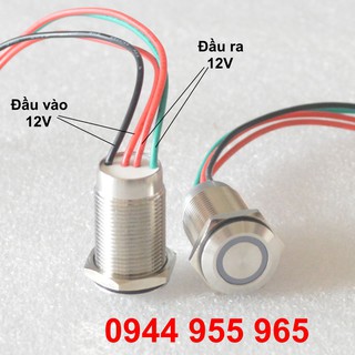 Công tắc kim loại cảm ứng 16mm 19mm LED 12V chạm khóa chống nước ô tô tàu thuyền thiết bị y tế điện