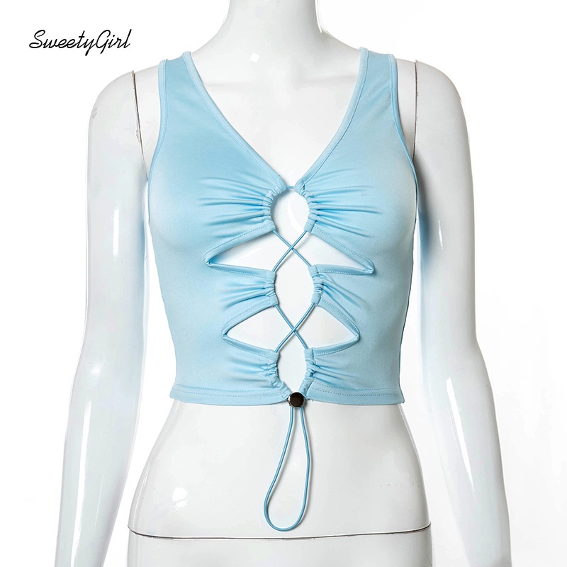 Áo Tank Top Cổ Chữ V Màu Sắc Ngọt Ngào Quyến Rũ Cho Nữ