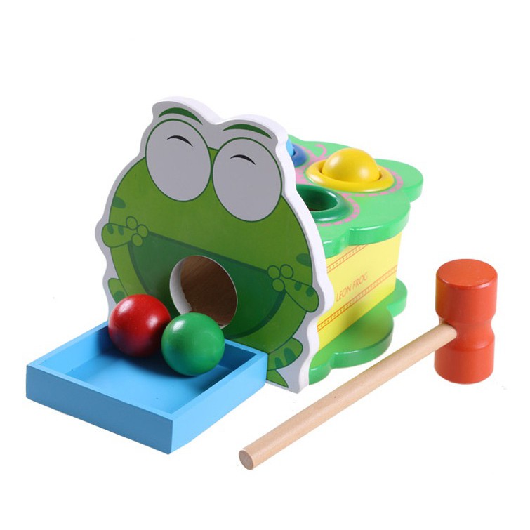 💖FREESHIP💖 Đập bóng hình chú ếch - Đồ chơi gỗ vận động tinh an toàn