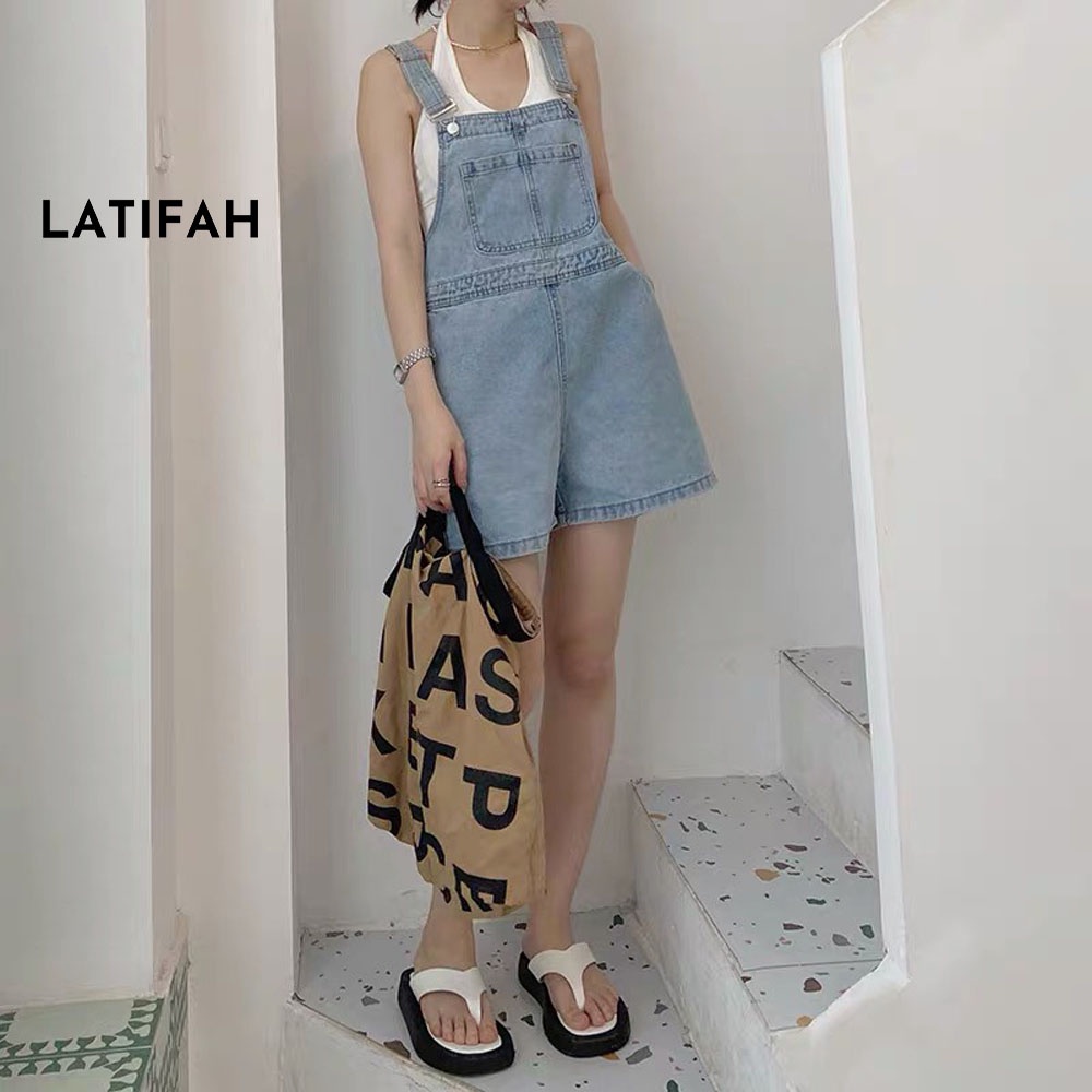 Yếm short jean LATIFAH Trơn xanh nhạt YJ015 phong cách hàn quốc