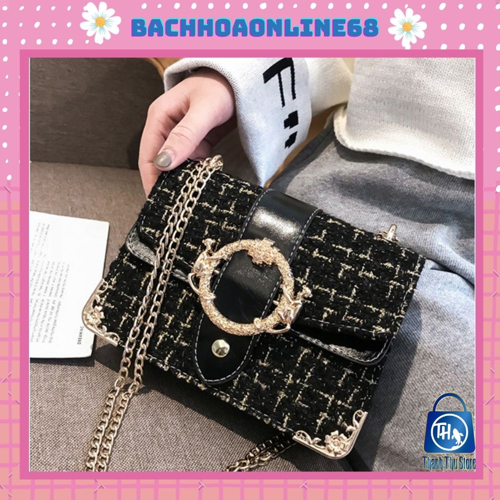 [Mã 11FASHIONSALE1 giảm 10000 đơn 50000] Túi đeo chéo nữ dạ nẹp viền BH 288