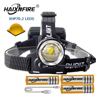 HAIXNFIRE HP39 Super Bright LED Headlamp XHP70.2 Headlight Lamp 18650 Zoom Fishing Rechargeable Flashlight