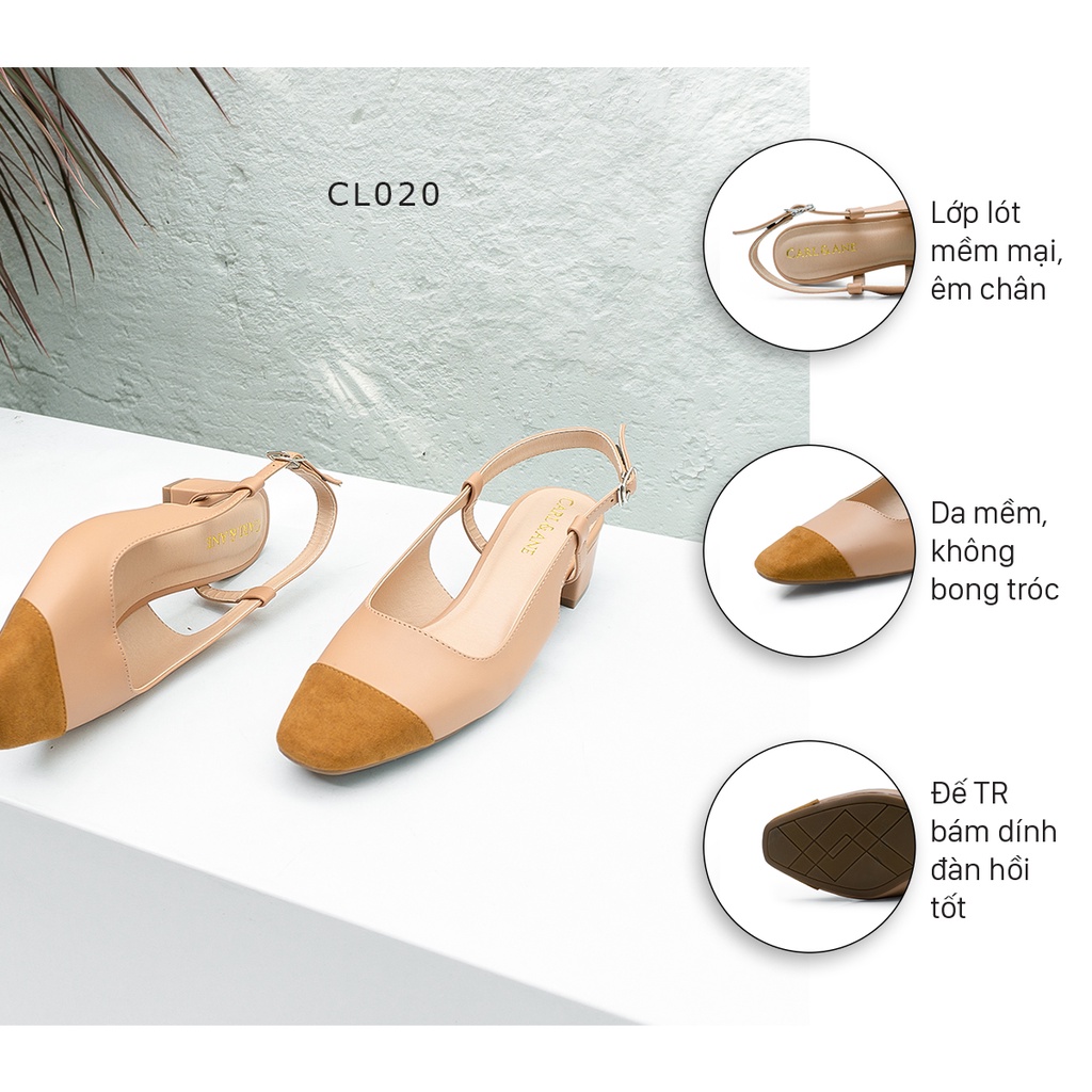 Carl & Ane - Giày cao gót bít mũi kiểu dáng Hàn Quốc phối màu cao 4cm màu bò - CL020