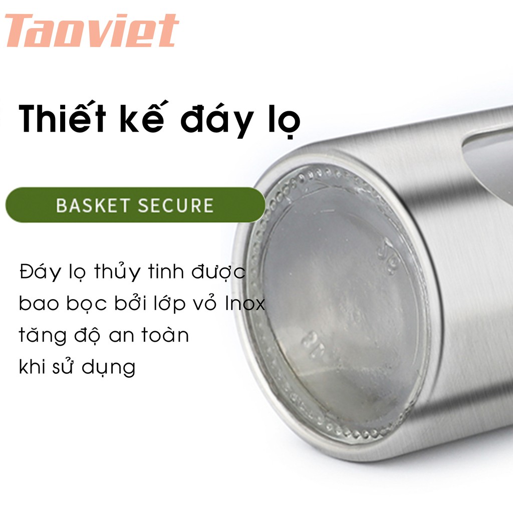 Lọ Rắc Tiêu / Muối Inox Lọ Đựng Gia Vị Hủ Đựng Tăm Bằng Kính Bọc Thép Không Gỉ Tiện Dụng Cho Nhà Bếp