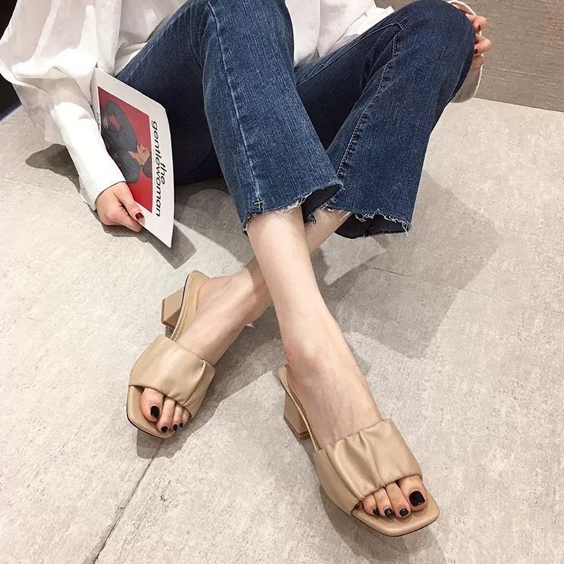 Ielgy Dép Sandal Hở Ngón Gót Dày Thời Trang Đi Biển Mùa Hè Cho Nữ