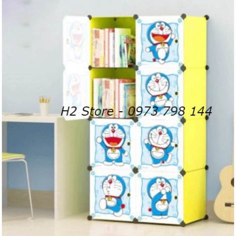 [SỈ] - TỦ NHỰA LẮP GHÉP ĐA NĂNG 8 Ô HÌNH DOREAMON SÂU 47CM