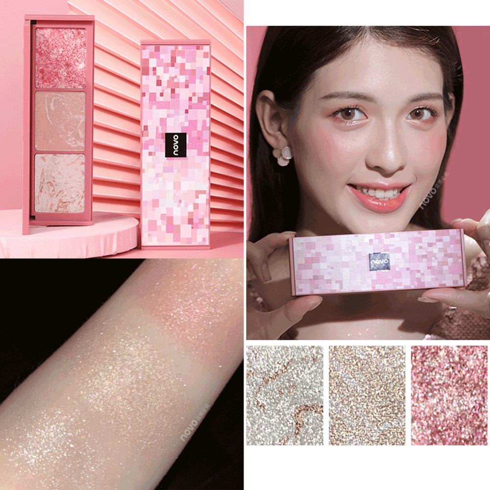 ☀☀☀ (Hàng Mới Về) Bảng Phấn Má Hồng Bắt Sáng 3 Màu Ngọc Trai Mềm Mịn ☝☝☝ | BigBuy360 - bigbuy360.vn