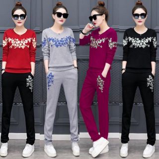 Bộ đồ thể thao thu đông cao cấp thêu hoa