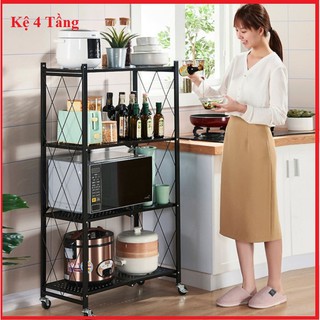 Kệ Để Đồ Trang Trí Gấp Gọn 4 Tầng Thông Minh Có Bánh Xe
