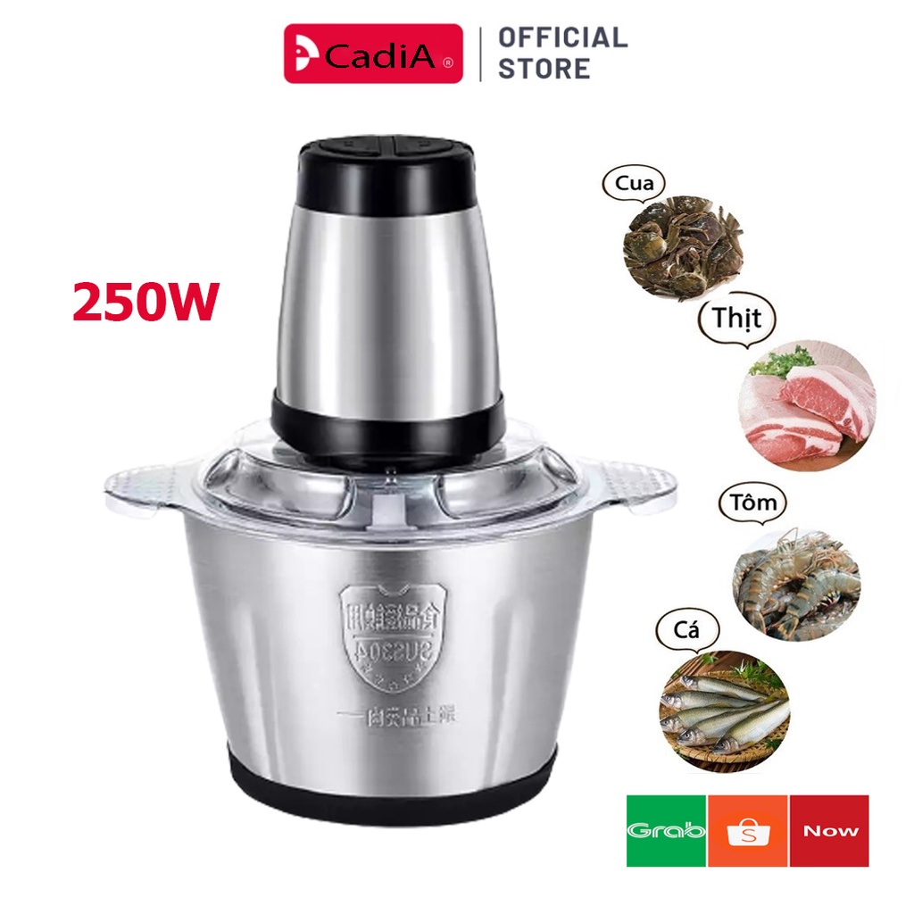 [BH 1 đổi 1 ] Máy Xay Thịt Cối Inox 4 Lưỡi Đa Năng, Công suất 250W- Xay thịt, xay tỏi ới, xay rau củ quả