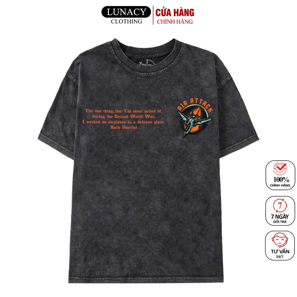 Áo thun tay lỡ ATTACK WASH phông Unisex nam nữ Cotton oversize form rộng LUNACY TB40