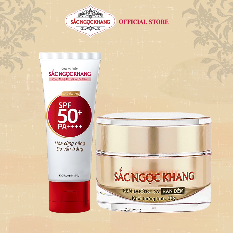 [Mã LT50 giảm 50k đơn 250k] Combo chăm sóc da ngày và đêm [kem chống nắng Sắc Ngọc Khang 50g & Kem dưỡng da ban đêm 30g]