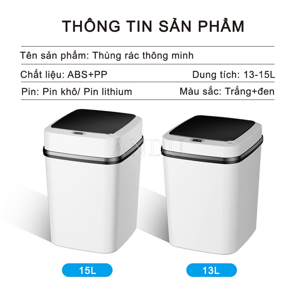 Thùng rác thông minh, thùng rác tự động cảm ứng gia đình có nắp tiện lợi