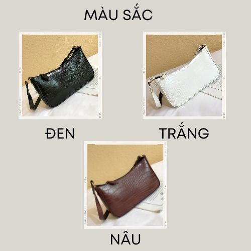 Túi xách nữ kẹp nách đeo vai da PU vân da cá sấu ROSASO TX47