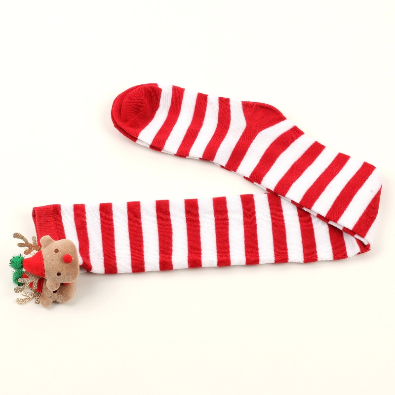 XIXI Tất Dài Qua Gối Họa Tiết Giáng Sinh 3D Xinh Xắn Dành Cho Nữ