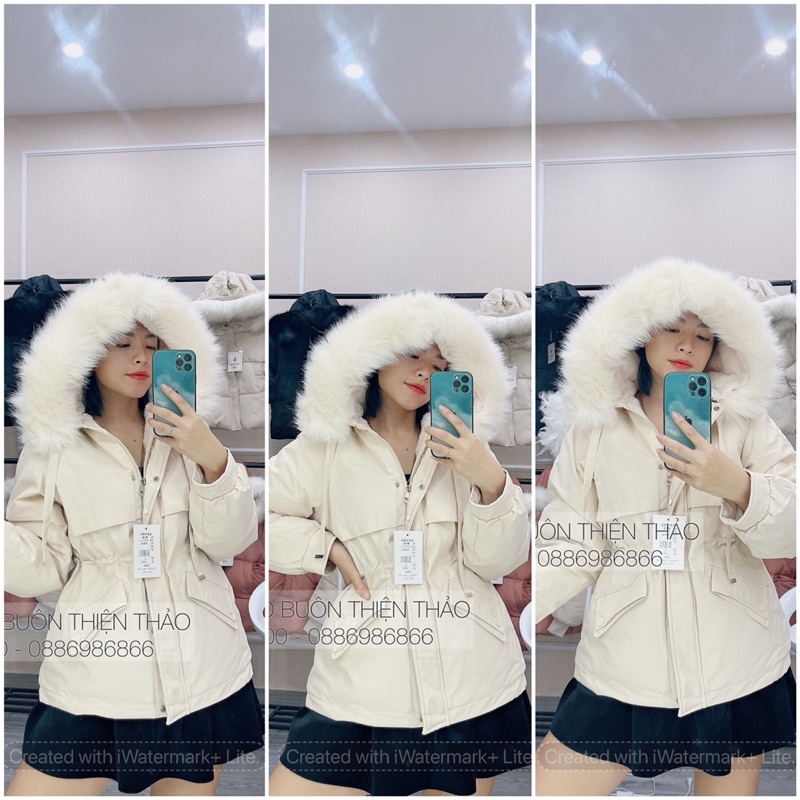 [Mã EMYEP180 giảm 15k]Áo Phao Mũ Lông Rút Eo Nữ 2021 Chất Liệu Lót Lông Cao Cấp P911 - Thiện Thảo