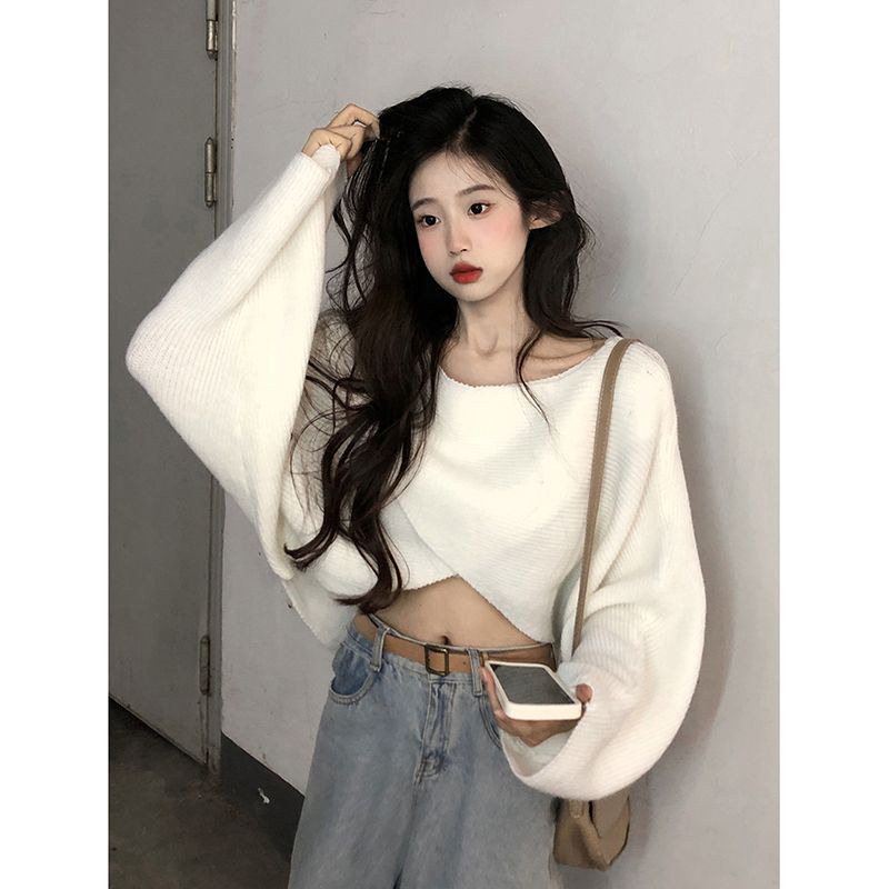 Áo Sweater Dệt Kim Tay Dài Dáng Ngắn Thiết Kế Mới Thời Trang Mùa Thu Cho Phái