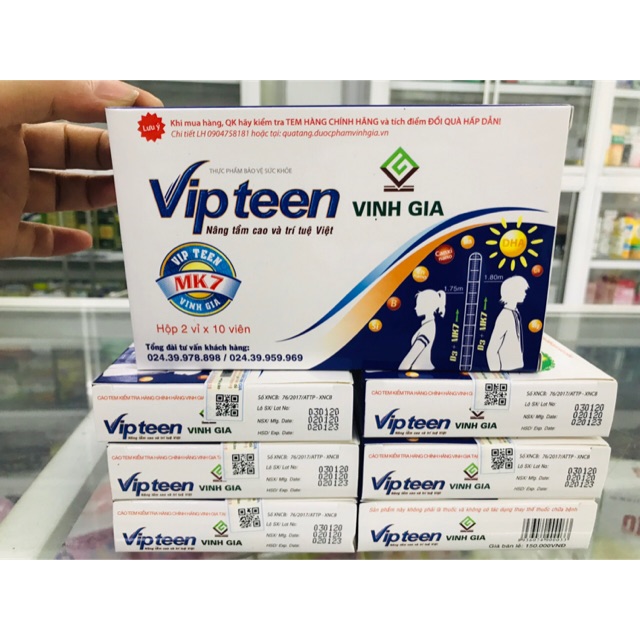 ✅ Vipteen Hỗ Trợ Tăng Chiều Cao ( D3 Mk7 ) Hộp 20 Viên