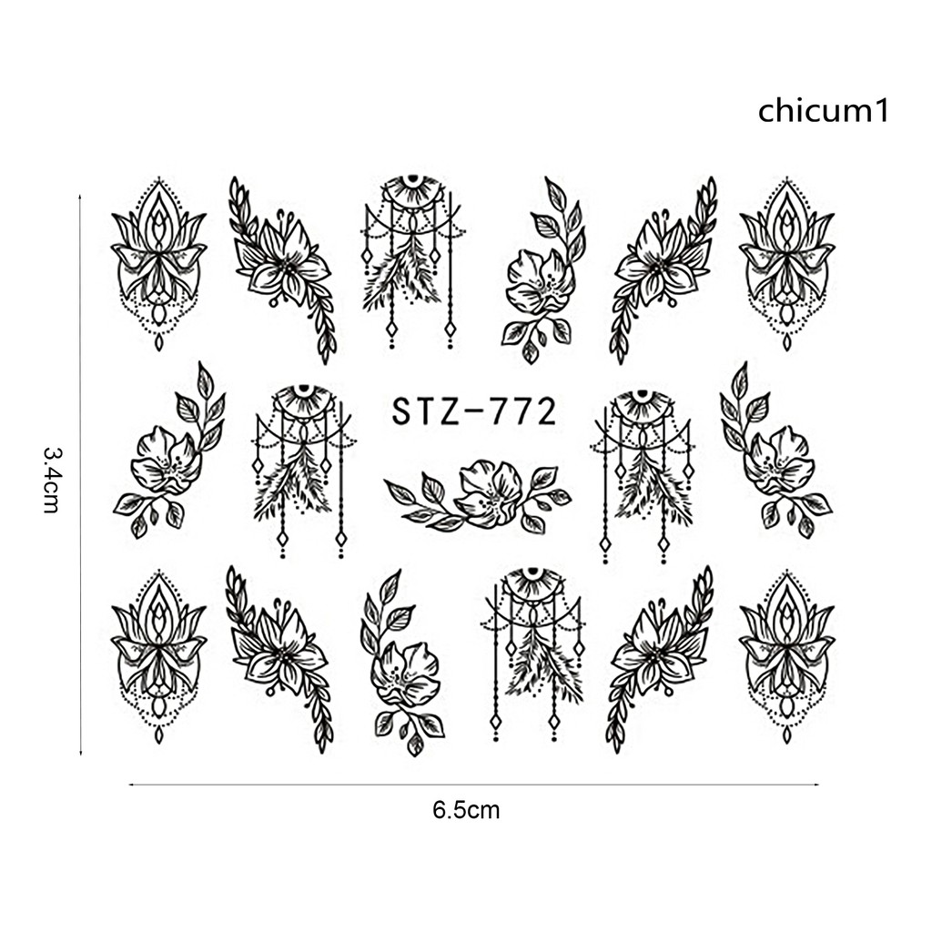 [Hàng mới về] Miếng dán trang trí móng tay màu đen đơn giản thời trang DIY