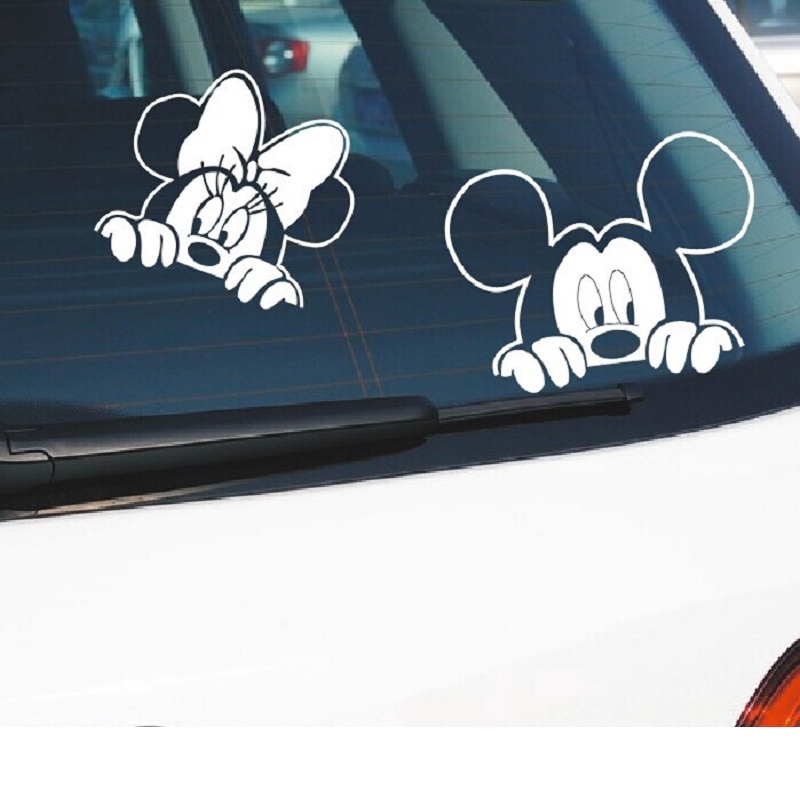 【Hàng Sẵn Sàng !!】Miếng Dán Hình Chuột Mickey Minnie Trang Trí Cửa Sổ Xe Hơi Laptop Ipad