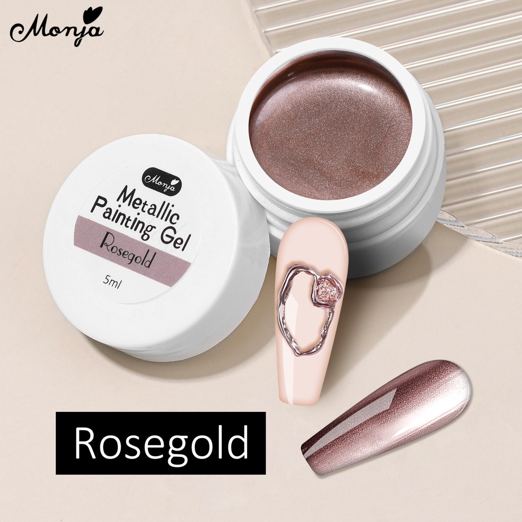 MONJA [Hàng mới về] Sơn móng tay gel 5ml màu sắc ánh kim tạo hiệu ứng lấp lánh 3D