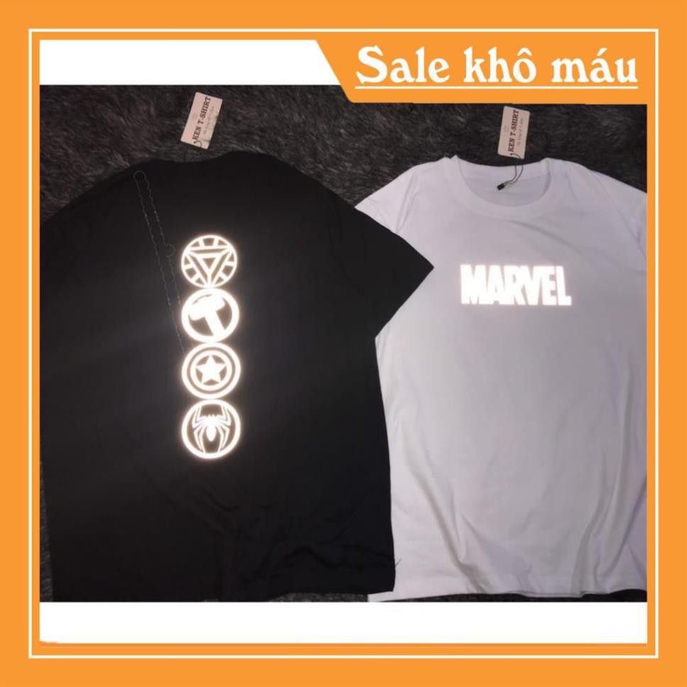 [TRỜI ƠI]  Áo Thun Phản Quang Nam Nữ tay ngắn cổ tròn  Marvel 4 Logo Cotton 75%, Form Rộng Unisex
