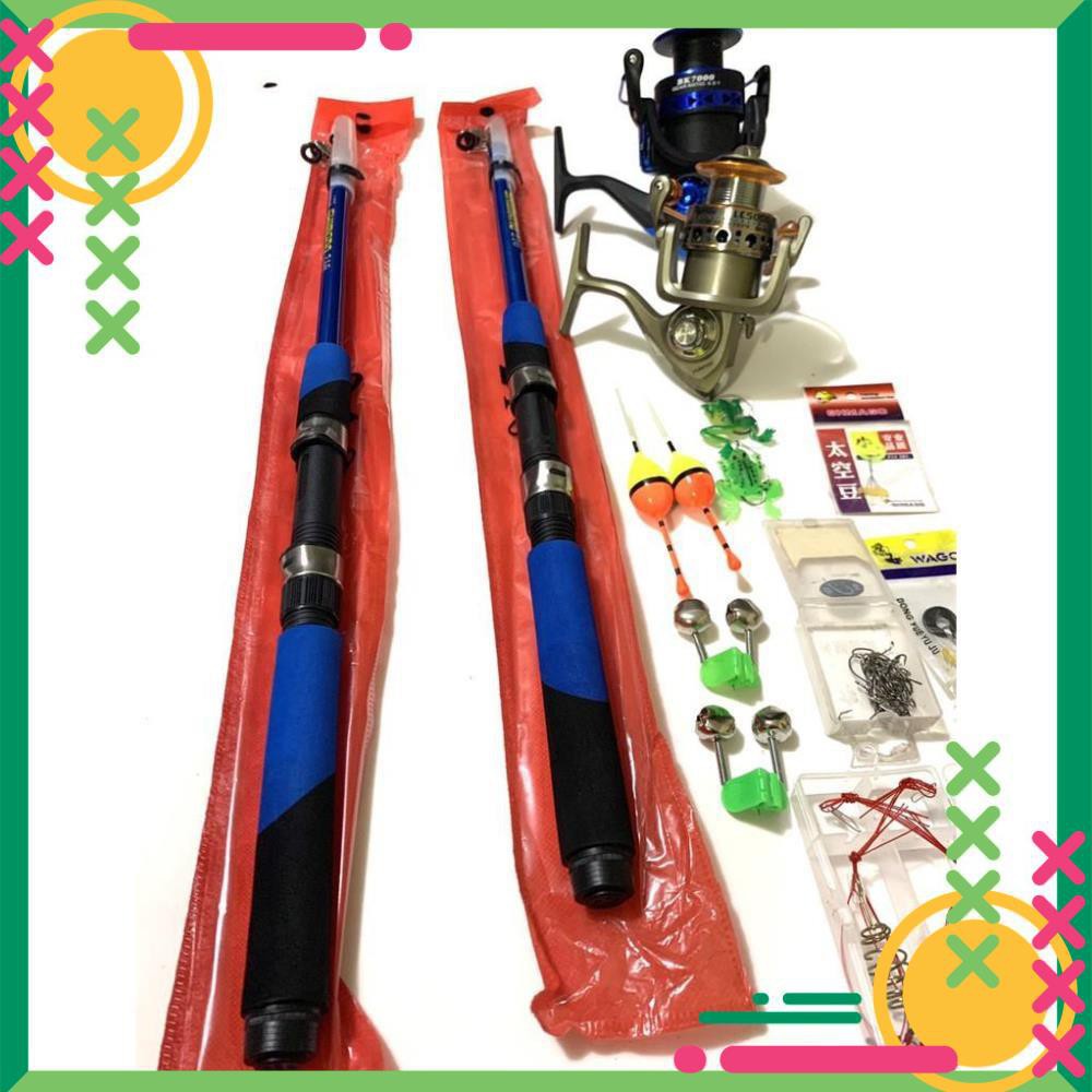 COMBO CẦN CÂU CÁ 2 CẦN 2 MÁY KIM LOẠI KÈM ĐỦ PHỤ KIỆN NHƯ ẢNH ( MUA 3 BỘ TẶNG TÚI ĐỰNG COMBO DÀI 1M) TẢI CÁ 8-15KG