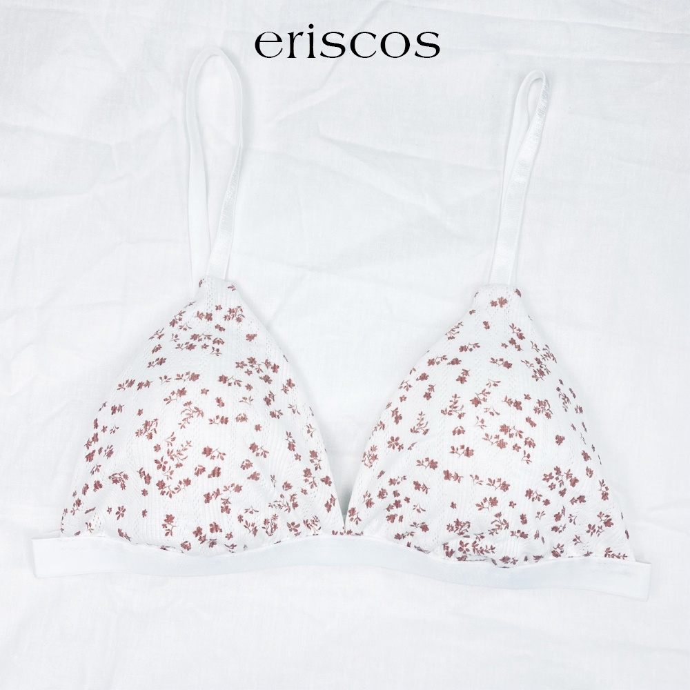 Áo bra nữ chất cotton không gọng đệm mỏng họa tiết hoa nhí đáng yêu xinh xắn _ ERISCOS