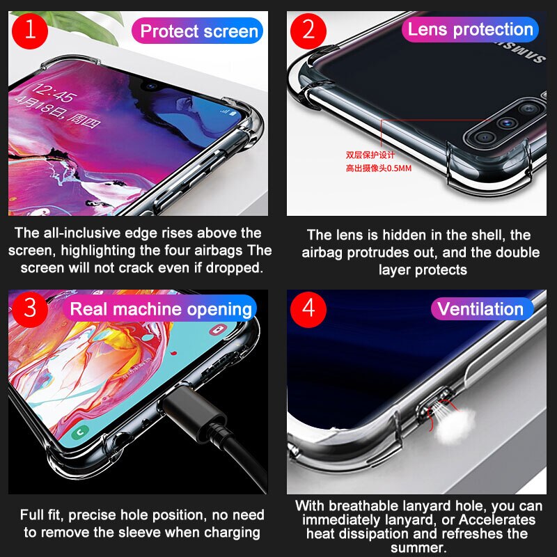 Ốp điện thoại mềm trong suốt cho Samsung Galaxy A10S A30S A50S A10 A20 A30 A50 A70 A80 A01 A31 A51 A71 M31