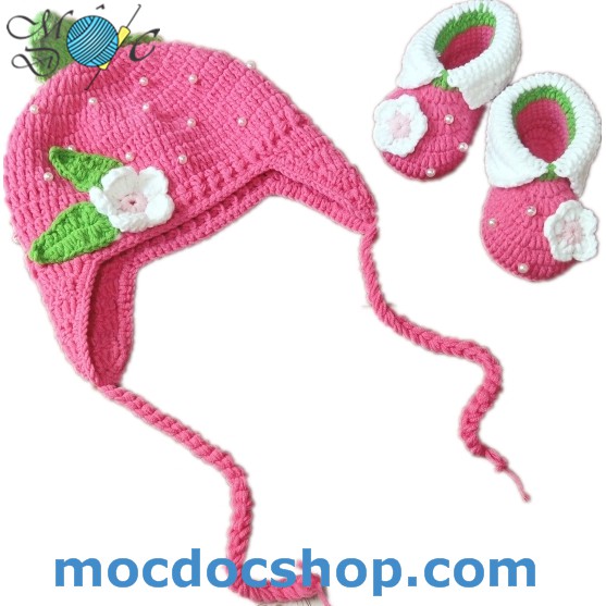 Giày nón len handmade cho bé gái - 0-12 tháng
