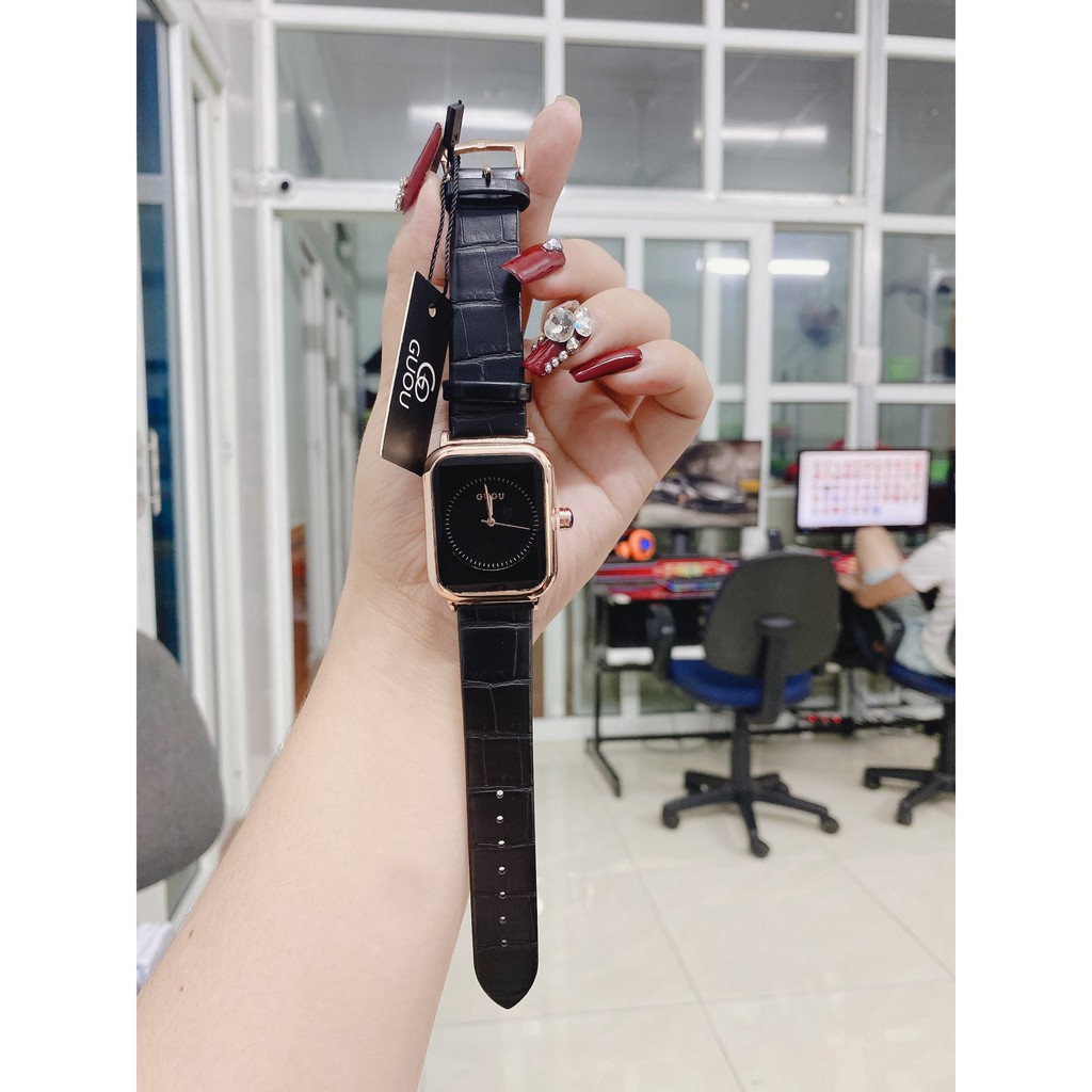 Đồng hồ nữ  mặt chữ nhật G.u.o.u dây da siêu xinh , da siêu mêm , siêu bền hợp thời trang - donghoket - GCNN-ketstore | BigBuy360 - bigbuy360.vn