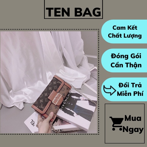 ⚡ Túi Xách Nữ ⚡ Túi Đeo Chéo Nữ Sang Trọng LV phối dây xích Pha Màu Cực Đẹp | TEN BAG