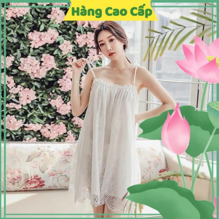 Đầm Ngủ Dễ Thương  Đầm Ngủ Hai Dây Suông Phối Ren Dễ Thương | BigBuy360 - bigbuy360.vn