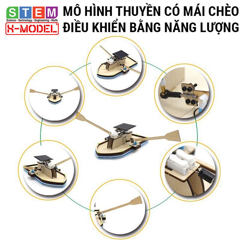 Đồ chơi sáng tạo STEM Thuyền gỗ có mái chèo X-MODEL chạy được dưới nước ST46 cho bé , Đồ chơi DIY |Giáo dục STEM,STEAM