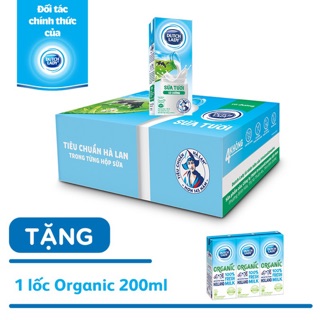 Thùng 48 hộp sữa tươi tiệt trùng Cô Gái Hà Lan 180ml + tặng 1 lốc Organic