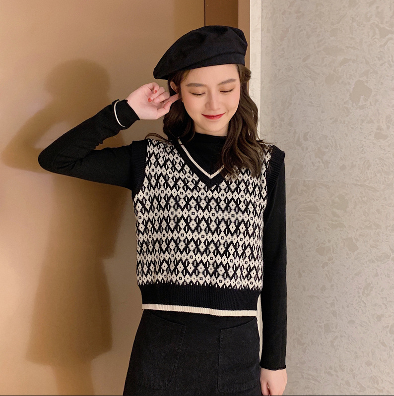 Áo Khoác Dệt Kim Sát Nách Cổ Chữ V Thời Trang Thu Đông Cho Nữ