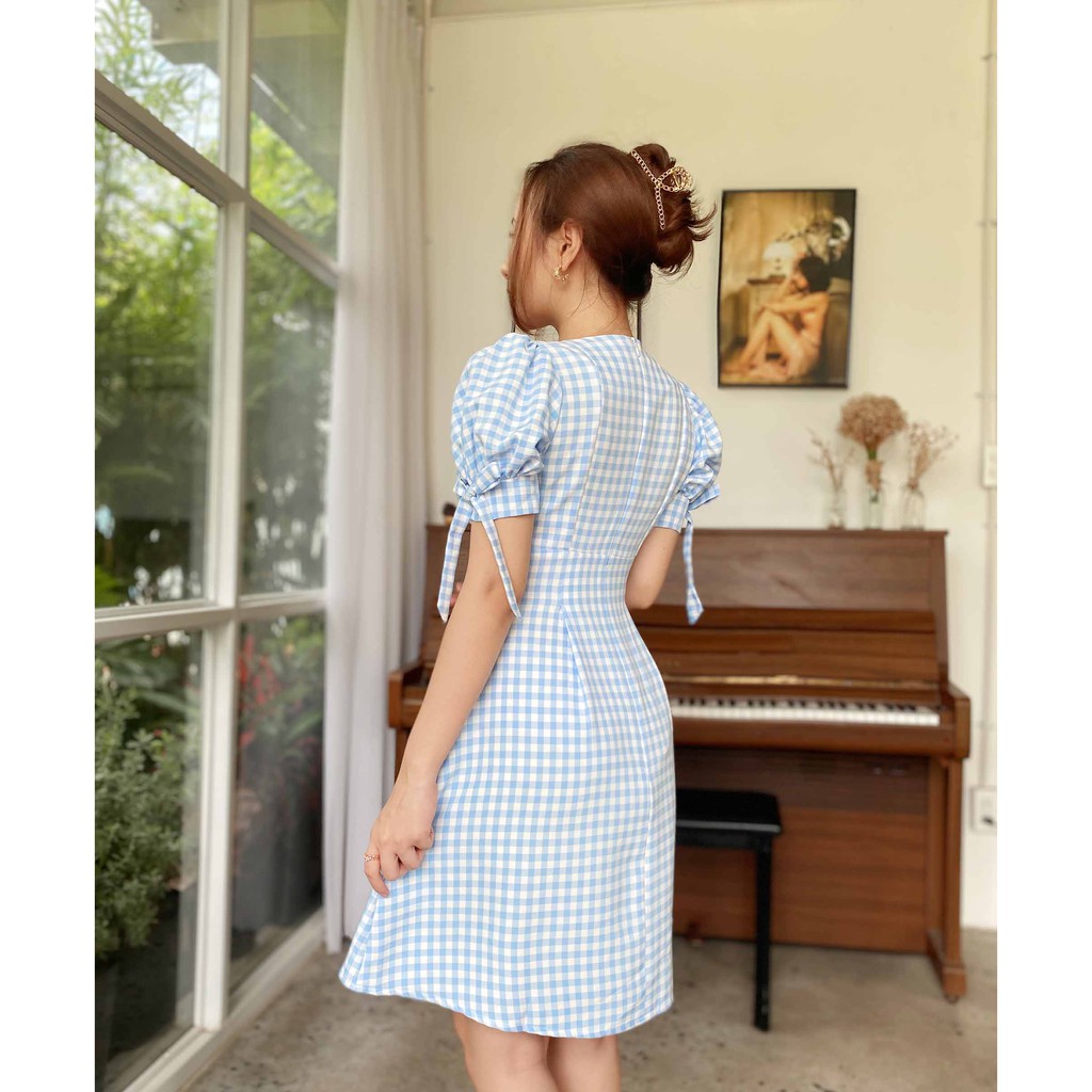 [Mã SKAMA06 giảm 8% tối đa 50K đơn 250K] Đầm công sở caro xanh cá tính form dài | BigBuy360 - bigbuy360.vn