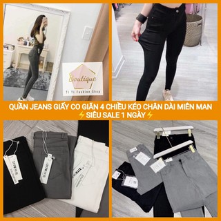 Quần bò giấy, quần jeans giấy màu đen - trắng - xám ❣️freeship❣️