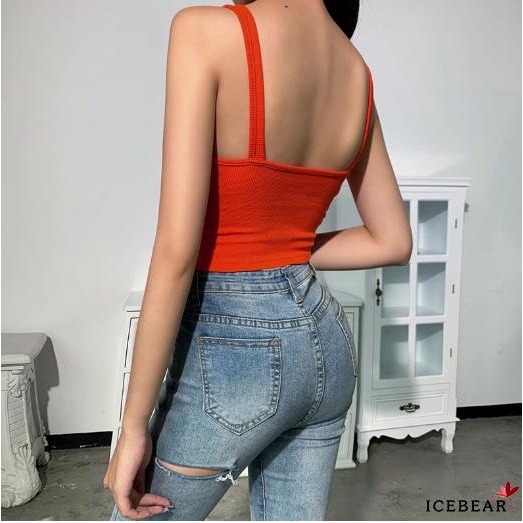 Áo Dệt Kim Sát Nách Cổ Chữ V Dáng Ôm Quyến Rũ Cho Nữ