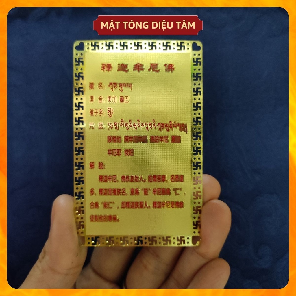 Miếng kinh tượng Phật Thích Ca - Thẻ bài Phật Mật Tông đã gia trì